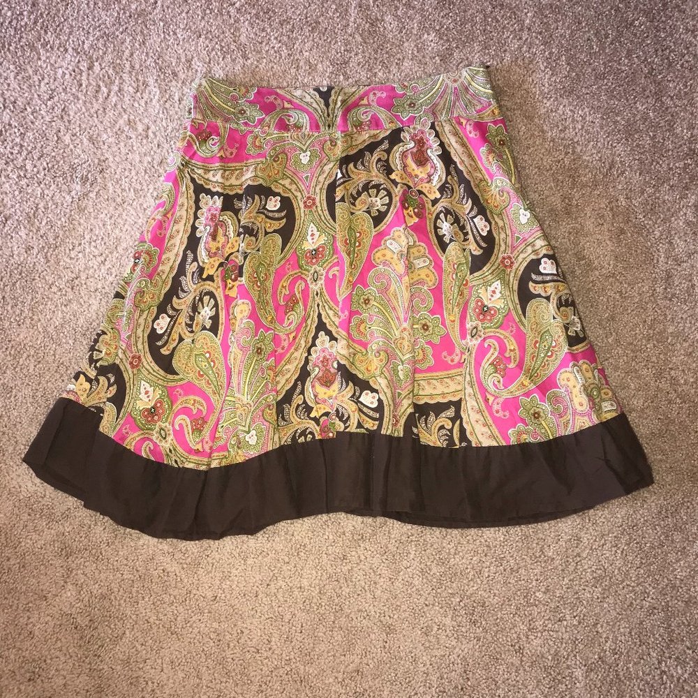 Gadzooks Brown & Pink Paisley Skirt